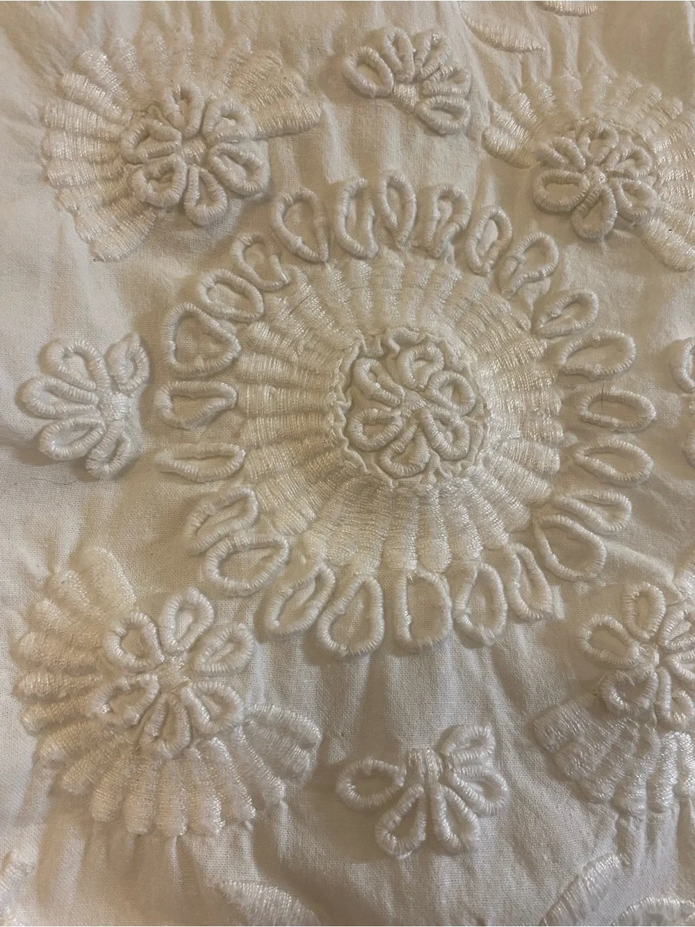 Pottery Barn white floral embroidered Carmen 100% cotton standard pillow sham